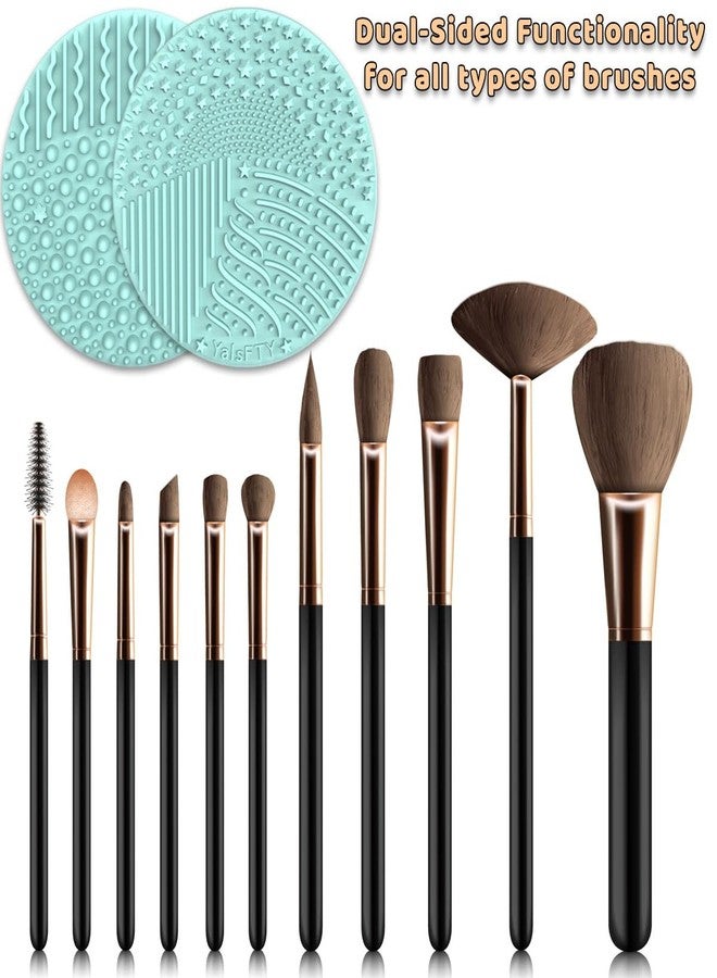 YalsFTY 2 Pieces Silicone Makeup Brush Cleaner, YalsFTY Cosmetic Brush Scrubber Mat Pad Cleaning Tool, Dual-Sided Functionality to Accommodate All types of Brushes, Powder Puffs and Sponges (Green & Pink) - Image 4